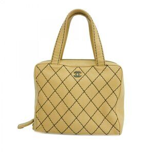 Chanel Tote Wild Stitch Leather Beige